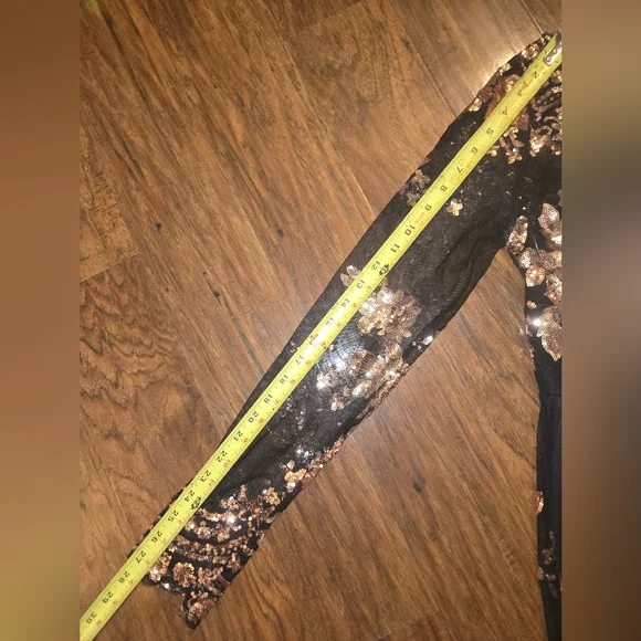 Fashion Nova All Nighter Long Sleeve Sequin Gown With High Thigh Split Small - Picture 7 of 12